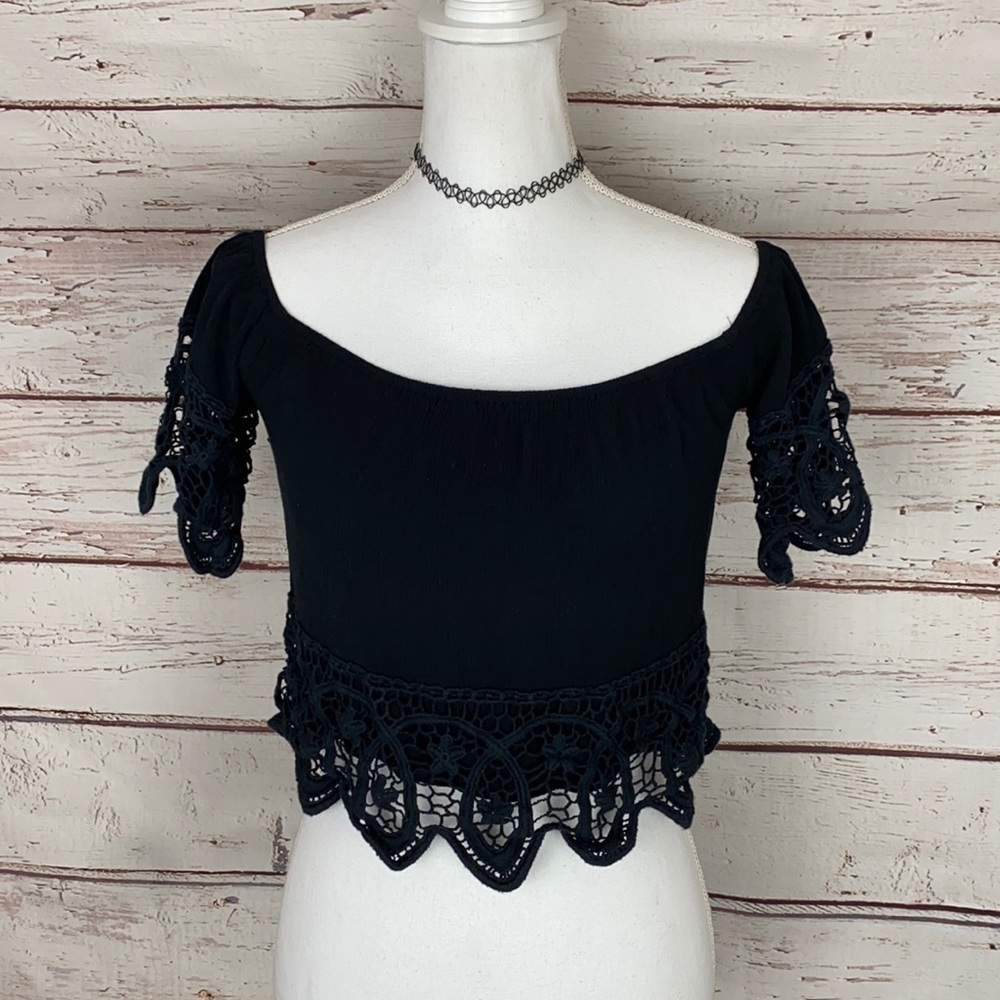 Charlotte Russe Black crop Top Small